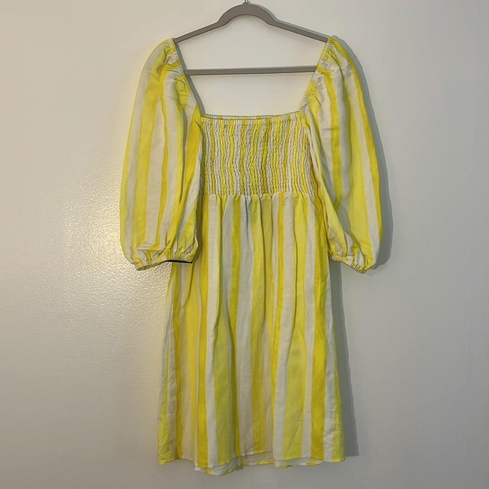 Tuckernuck | New Annie cabana stripe mini dress Women’s size L smocked Linen NWT - Picture 7 of 9